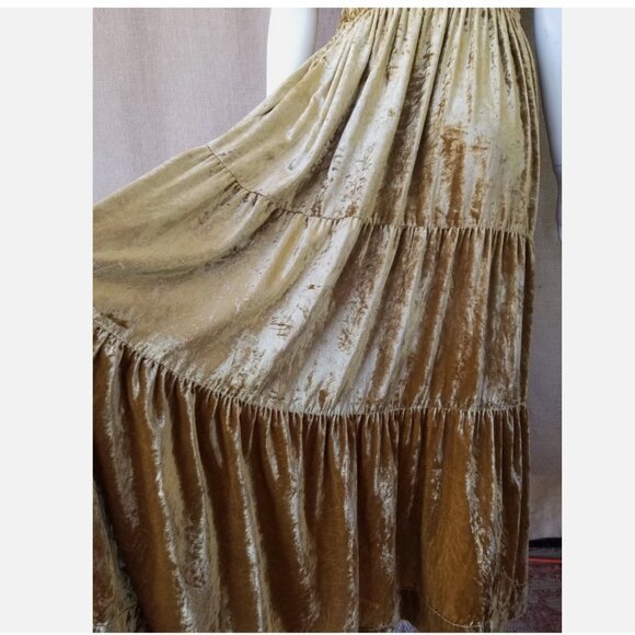 Anthropologie Gold Velvet Maxi Dress - Picture 5 of 11